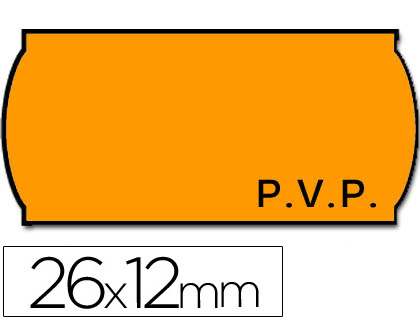 1500 etiquetas Meto removibles PVC naranja lisas onduladas 26 x 12 mm.